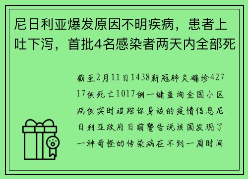 尼日利亚爆发原因不明疾病，患者上吐下泻，首批4名感染者两天内全部死亡