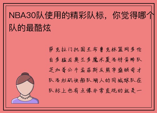 NBA30队使用的精彩队标，你觉得哪个队的最酷炫